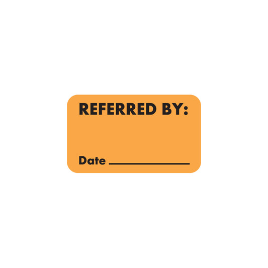 MAP5290 REFERRED BY- Fluorescent Orange 1-1/2" X 7/8" (Roll of 250)