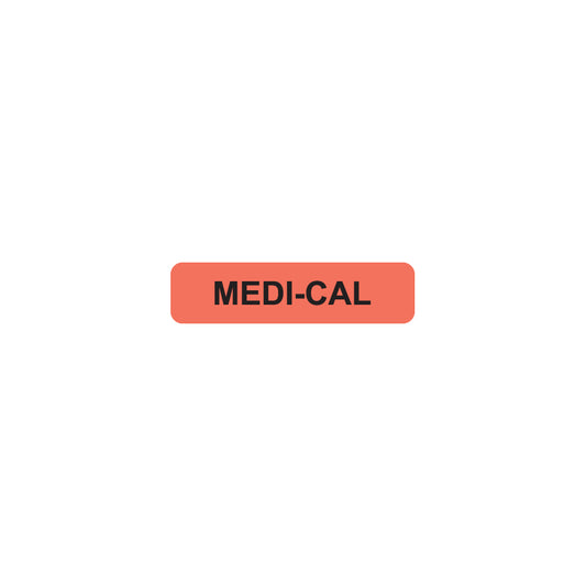 MAP539 MEDI-CAL- Fluorescent Red 1-1/4" X 5/16"- Roll of 500