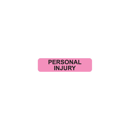 MAP543 PERSONAL INJURY- Fluorescent Pink 1-1/4" X 5/16"- Roll of 500
