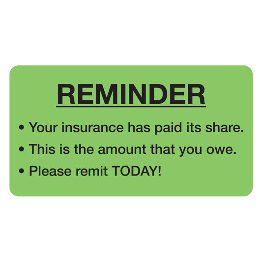 MAP5620 REMINDER- Fluorescent green  3-1/4" X 1-3/4" (Roll of 250)