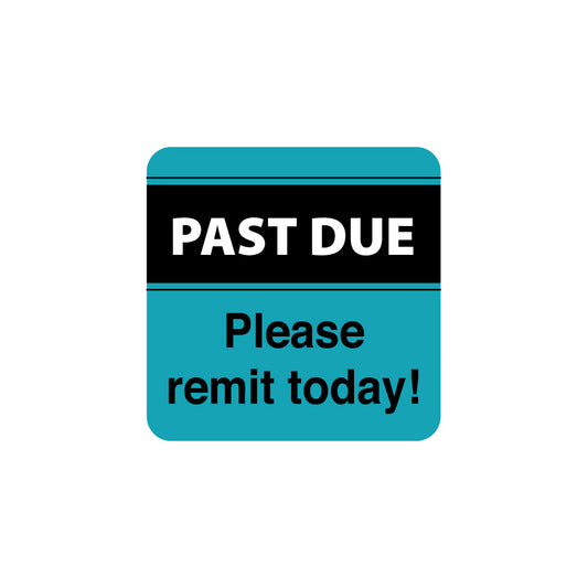 MAP5940 PAST DUE- Teal/Black/White 1-1/2" X 1-1/2" (Roll of 250)