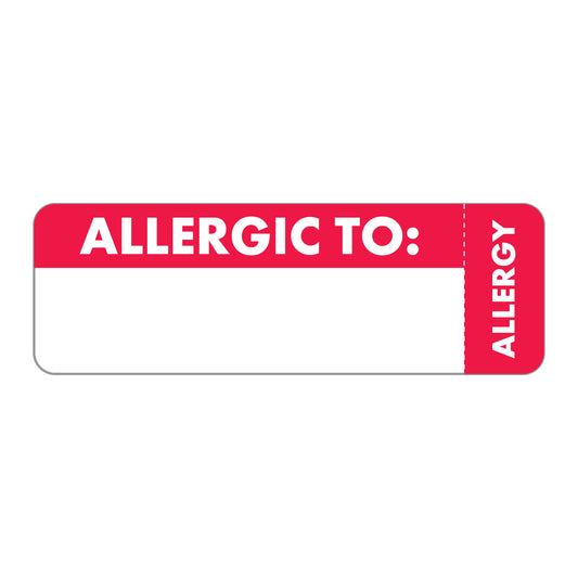 MAP6430 ALLERGIC TO- Red/White 3" X 1"- Roll of 250