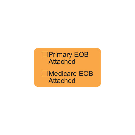 MAP7058 EOB ATTACHED- Fluorescent Orange 1-1/2" X 7/8" (Roll of 250)