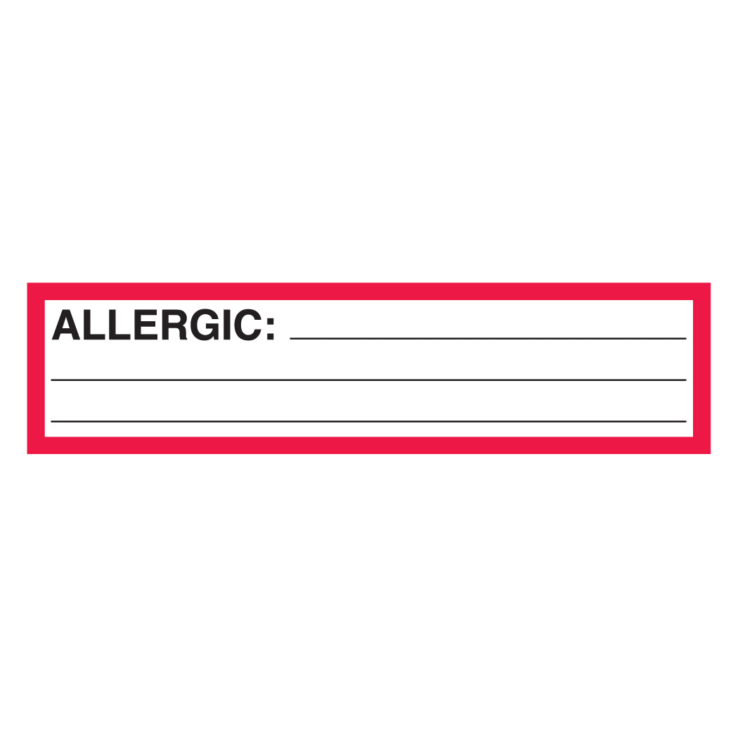 ML701 ALLERGIC:- Red/White  5-1/2" X 1-3/8"- Roll of 200