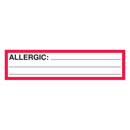ML701 ALLERGIC:- Red/White  5-1/2" X 1-3/8"- Roll of 200