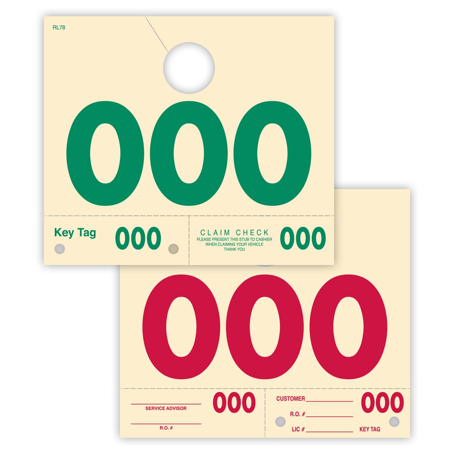 Manila Automotive Service Dispatch Numbered Mirror Hang Tags (Box of 1000)