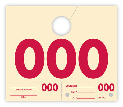 Manila Automotive Service Dispatch Numbered Mirror Hang Tags (Box of 1000)