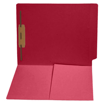 11 pt Color Folders, Full Cut End Tab, Letter Size, 1/2 Pocket Inside Front, Fastener Pos #1 (Box of 50)