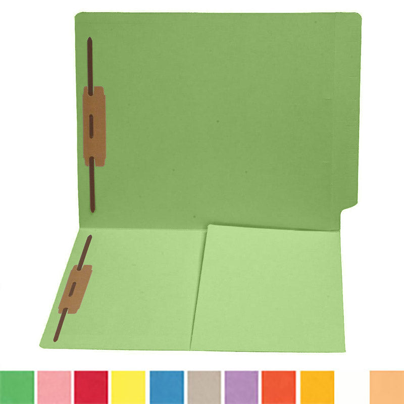 11 pt Color Folders, Full Cut End Tab, Letter Size, 1/2 Pocket Inside Front, Fastener Pos #1 & #3 (Box of 50)