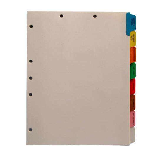Medical Chart Divider Sets, Side Tabs, 1/8th Cut (50 Sets of 8 Tabs)