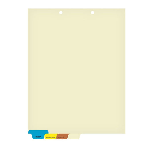 Medical Chart Divider Sets, Bottom Tabs, 1/6th Cut (100 Sets of 4 Tabs)