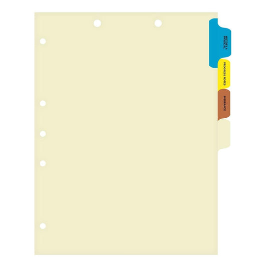 Medical Chart Divider Sets, Side Tabs, 1/6th Cut (100 Sets of 4 Tabs)