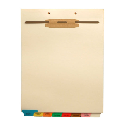 Medical Fileback Divider Sets, Bottom Tabs - Top Fastener (20 Sets of 8 Tabs)