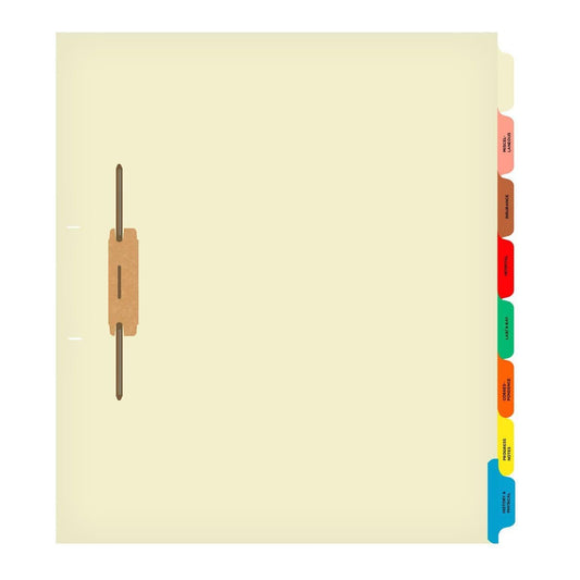 Medical Fileback Divider Sets, Side Tabs - Side Fastener (20 Sets of 8 Tabs)