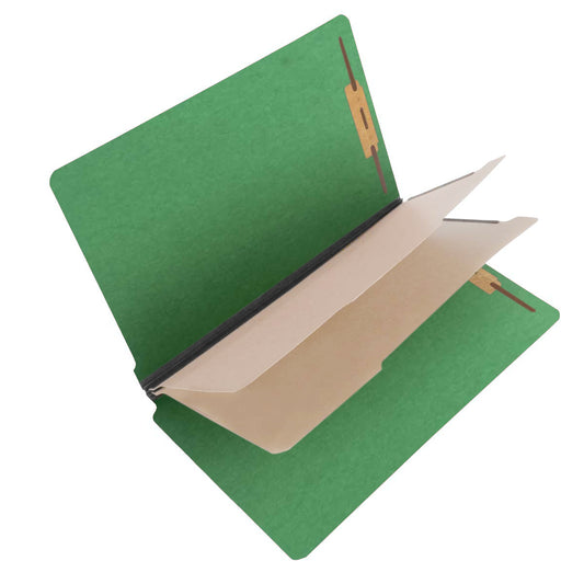 S61431 25 Pt Pressboard Classification Folders, Full Cut End Tab, Legal Size, 2 Dividers, Moss Green (Box of 15)
