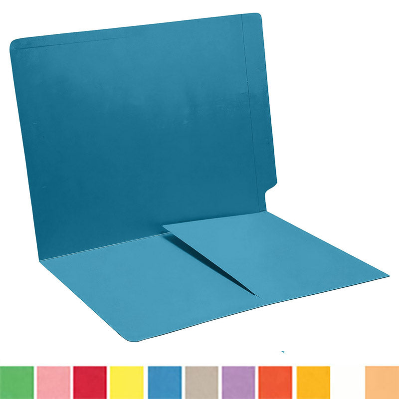 11 pt Color Folders, Full Cut End Tab, Letter Size, 1/2 Pocket Inside Front (Box of 50)