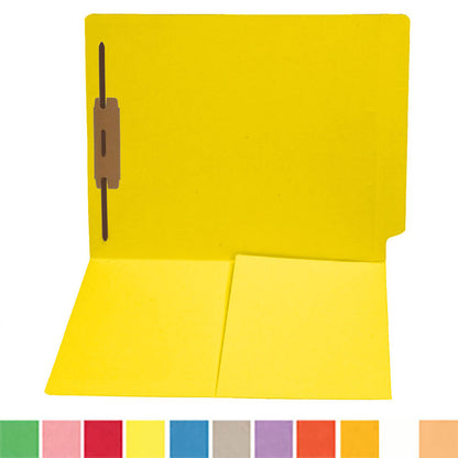 14 pt Color Folders, Full Cut End Tab, Letter Size, 1/2 Pocket Inside Front, Fastener Pos #1 (Box of 50)