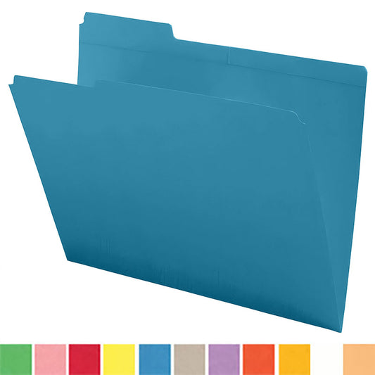 11 PT Colored Folders, 1/3 Cut Assorted Reinforced Top Tab, Letter Size (Box of 100)