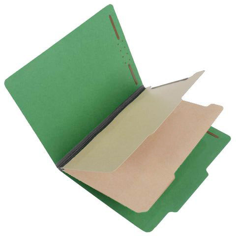 S60401 25 Pt Pressboard Classification Folders, 2/5 Cut ROC Top Tab, Letter Size, 2 Dividers, Emerald Green (Box of 15)
