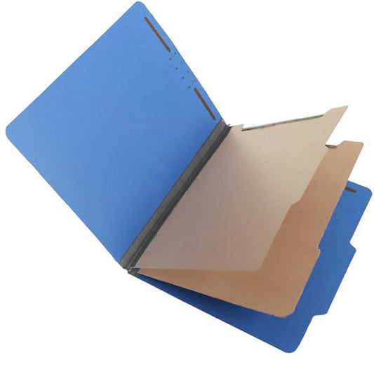 S60403 25 Pt Pressboard Classification Folders, 2/5 Cut ROC Top Tab, Letter Size, 2 Dividers, Royal Blue (Box of 15)