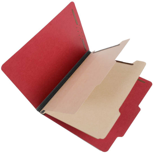 S60407 25 Pt Pressboard Classification Folders, 2/5 Cut ROC Top Tab, Letter Size, 2 Dividers, Ruby Red (Box of 15)