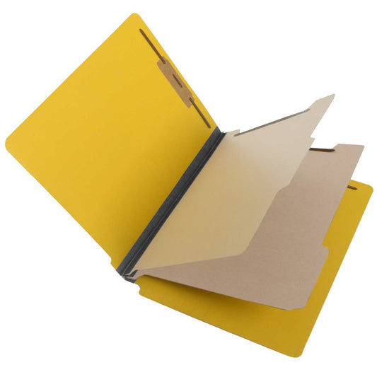 S60436 25 Pt Pressboard Classification Folders, Full Cut End Tab, Letter Size, 2 Dividers, Yellow (Box of 15)
