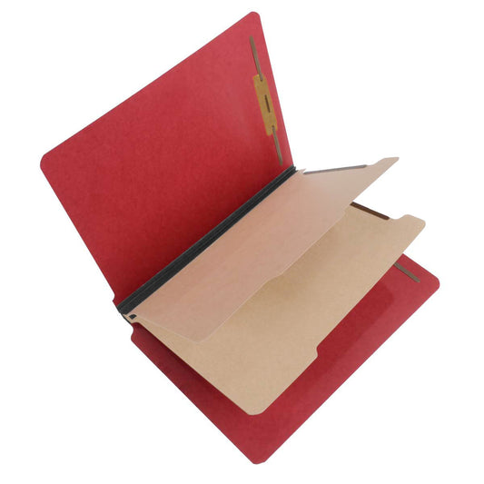 S60437 25 Pt Pressboard Classification Folders, Full Cut End Tab, Letter Size, 2 Dividers, Deep Red (Box of 15)