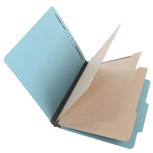 S60853 25 Pt Pressboard Classification Folders, 2/5 Cut ROC Top Tab, Letter Size, 3 Dividers, Blue (Box of 10)