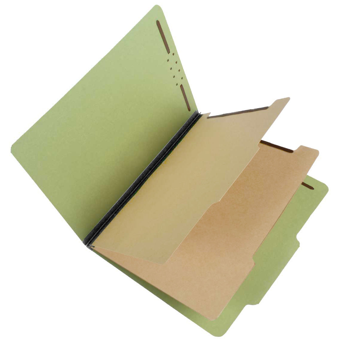S60901 25 Pt Pressboard Classification Folders, 2/5 Cut ROC Top Tab, Letter Size, 2 Dividers, Green (Box of 15)
