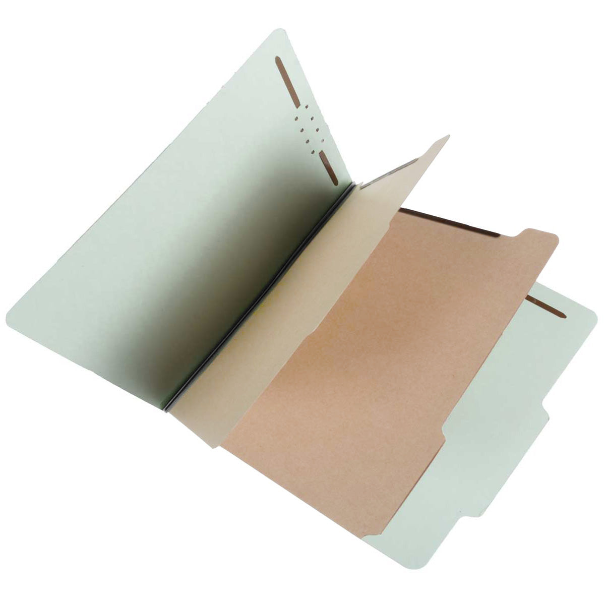 S60904 25 Pt Pressboard Classification Folders, 2/5 Cut ROC Top Tab, Letter Size, 2 Dividers, Pale Green (Box of 15)