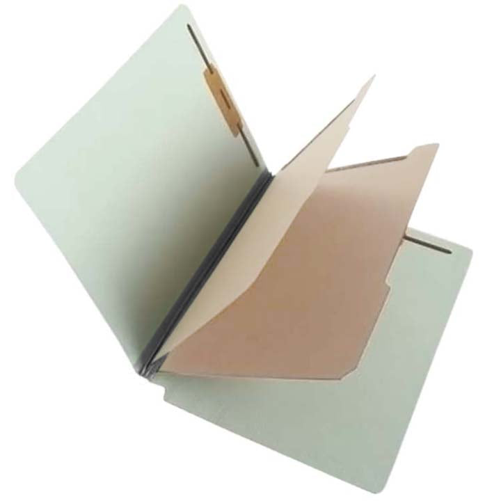 S60934 25 Pt Pressboard Classification Folders, Full Cut End Tab, Letter Size, 2 Dividers, Pale Green (Box of 15)