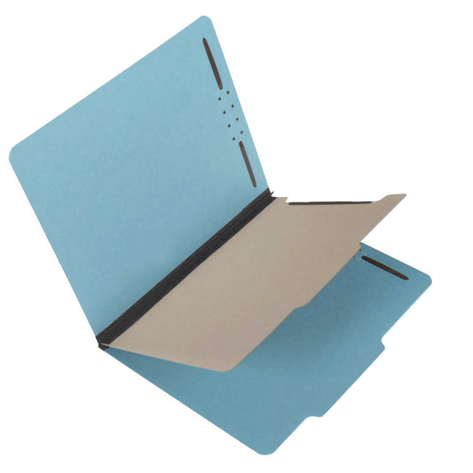 S61953 25 Pt Pressboard Classification Folders, 2/5 Cut ROC Top Tab, Legal Size, 1 Divider, Blue (Box of 20)