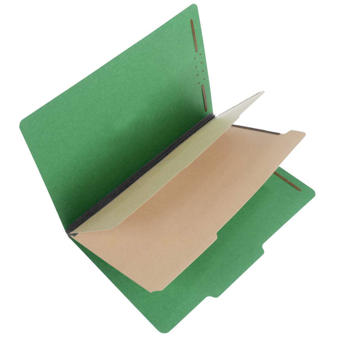 S61401 25 Pt Pressboard Classification Folders, 2/5 Cut ROC Top Tab, Legal Size, 2 Dividers, Emerald Green (Box of 15)