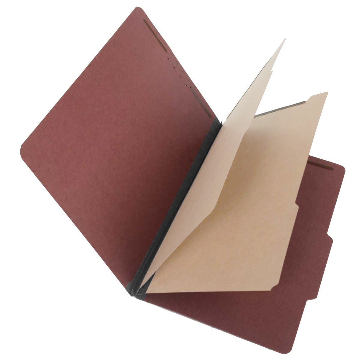 S61900 25 Pt Pressboard Classification Folders, 2/5 Cut ROC Top Tab, Legal Size, 2 Dividers, Carnelian Red (Box of 15)