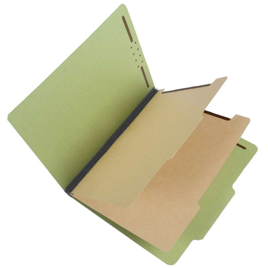 S61901 25 Pt Pressboard Classification Folders, 2/5 Cut ROC Top Tab, Legal Size, 2 Dividers, Peridot Green (Box of 15)