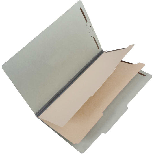S61902 25 Pt Pressboard Classification Folders, 2/5 Cut ROC Top Tab, Legal Size, 2 Dividers, Gray (Box of 15)
