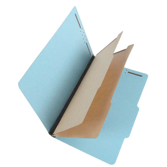 S61903 25 Pt Pressboard Classification Folders, 2/5 Cut ROC Top Tab, Legal Size, 2 Dividers, Blue (Box of 15)