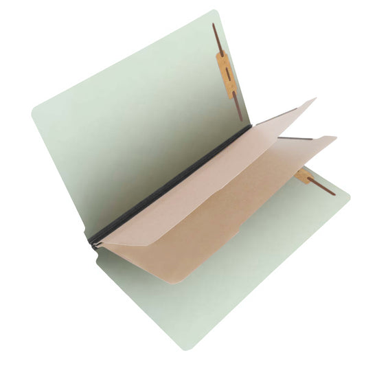 S61934 25 Pt Pressboard Classification Folders, Full Cut End Tab, Legal Size, 2 Dividers, Pale Green (Box of 15)