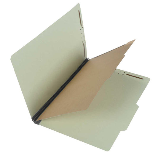 S61951 25 Pt Pressboard Classification Folders, 2/5 Cut ROC Top Tab, Legal Size, 1 Divider, Green (Box of 20)
