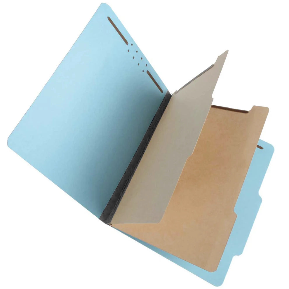 S60903 25 Pt Pressboard Classification Folders, 2/5 Cut ROC Top Tab, Letter Size, 2 Dividers, Blue (Box of 15)