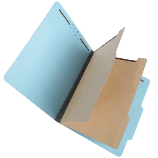 S60903 25 Pt Pressboard Classification Folders, 2/5 Cut ROC Top Tab, Letter Size, 2 Dividers, Blue (Box of 15)