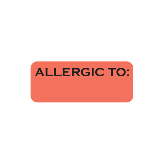SS16 ALLERGIC TO:- Fluorescent Red 1-7/8" X 3/4" (Roll of 500)