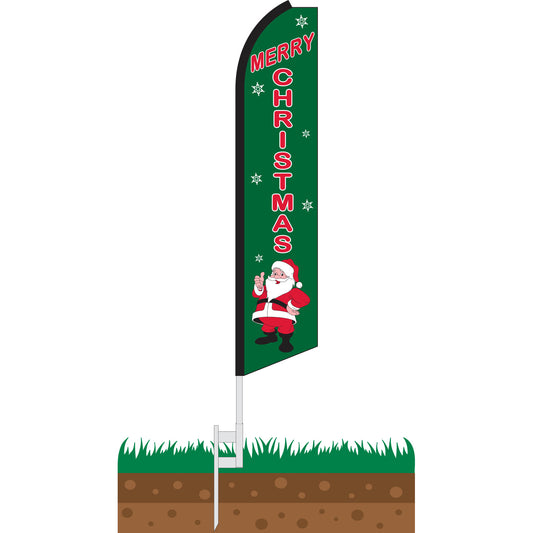 Merry Christmas Swooper Feather Flag