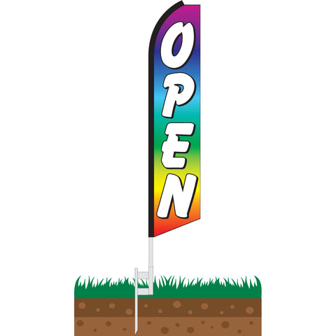 Open Rainbow Swooper Feather Flag