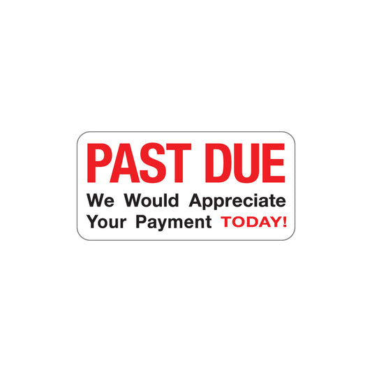 SY-1735 PAST DUE- Red/Black/White 2" X 1"- Pack of 252