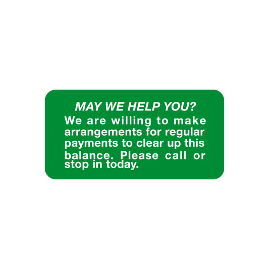 SY-1773 MAY WE HELP YOU?- Green/White 2" X 1"- Pack of 252