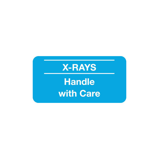 SY1787 X-RAYS HANDLE WITH CARE- Lt. Blue/White 2" X 1" (Pack of 252)