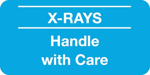 SY1787 X-RAYS HANDLE WITH CARE- Lt. Blue/White 2" X 1" (Pack of 252)