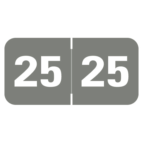 Tabbies Year 25 Labels, 3/4" X 1-1/2" Laminated- Roll of 500