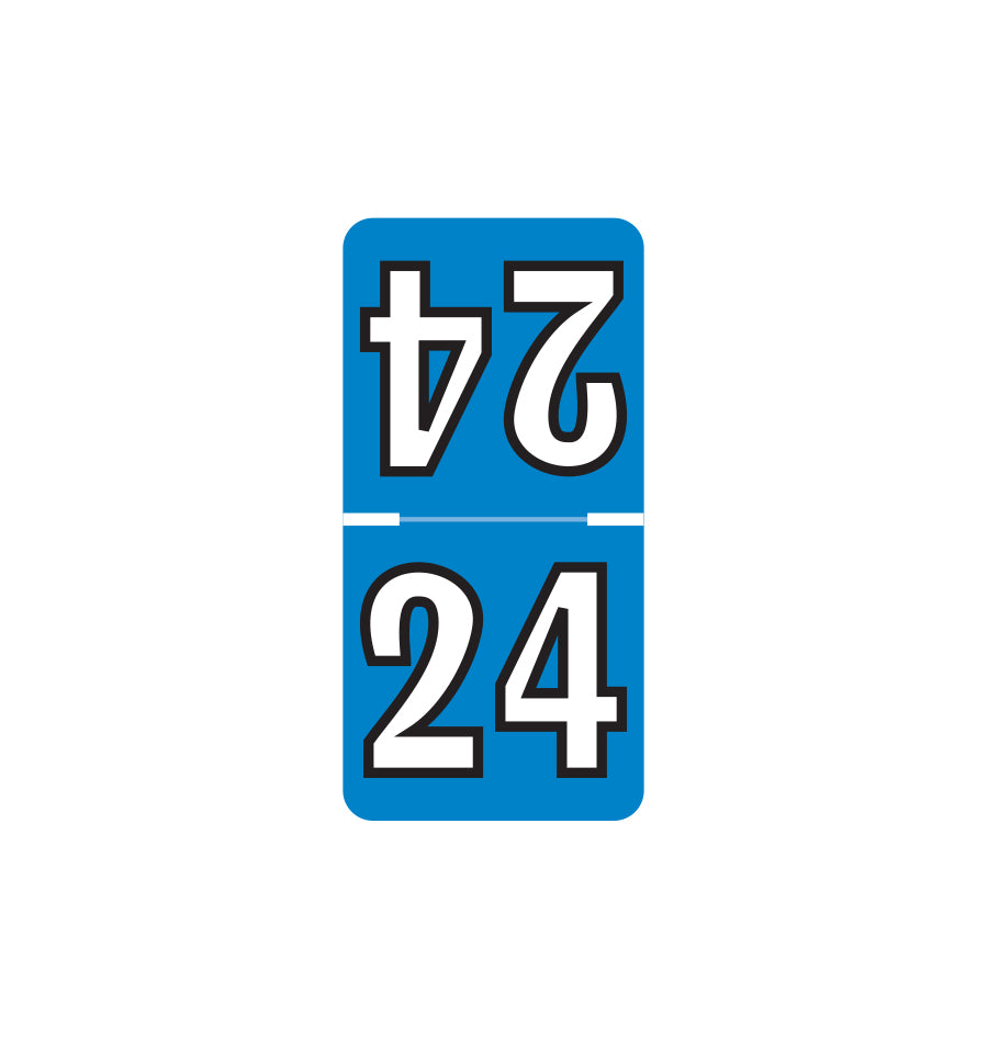 Colwell Top Tab Year 24 Labels, 1" X 1/2" Laminated- Pack of 250